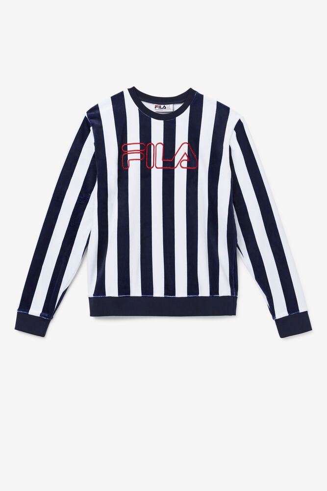 Fila Sweatshirt Herre Mørkeblå/Hvide Socca Velour Crew IQB-421503